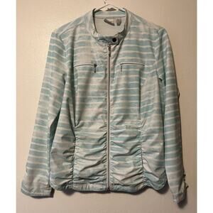 Zenergy by Chico’s Neema Blue Watercolor Stripe Jacket Size 1/Medium Full Zip